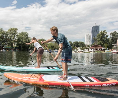 Paddel Spaß auf der ausen Alster in Hamburg Fanatic Fly Air