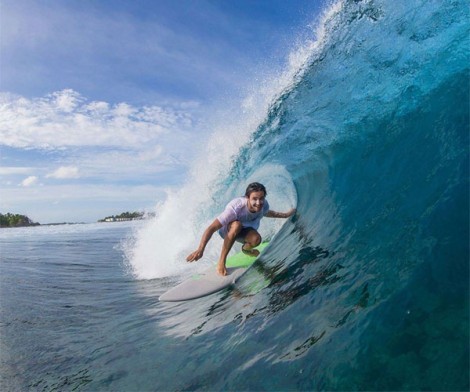 Torq Funboard 7.6 Grün Soft beim Surfen