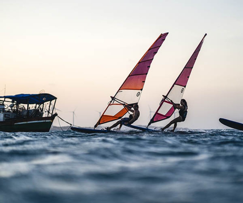 Neil Pryde Speedster Segel C3 Juicy.Orange 025 zu zweit Windsurfen