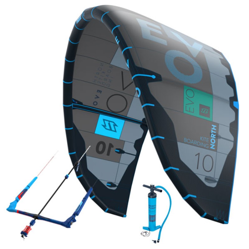 North Kiteboarding Evo + Bar + Pumpe Grün