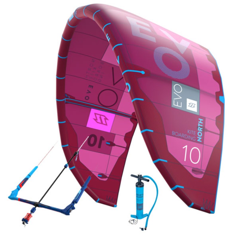 North Kiteboarding Evo  + Bar + Pumpe Pink