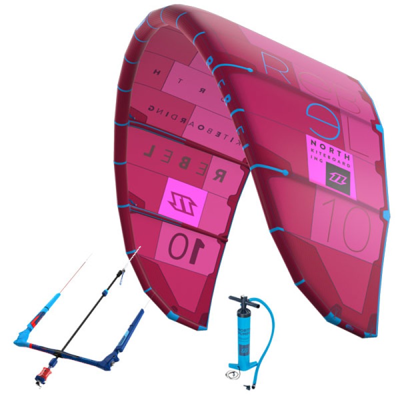 North Kiteboarding Freeride Rebel + Bar + Pumpe Pink